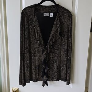 Chico's Black Ruffled Cardigan SIze 1